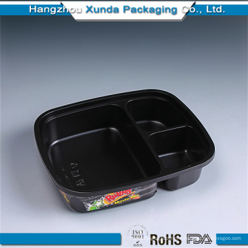 Emballage en plastique pour 3 compartiments Bento Box